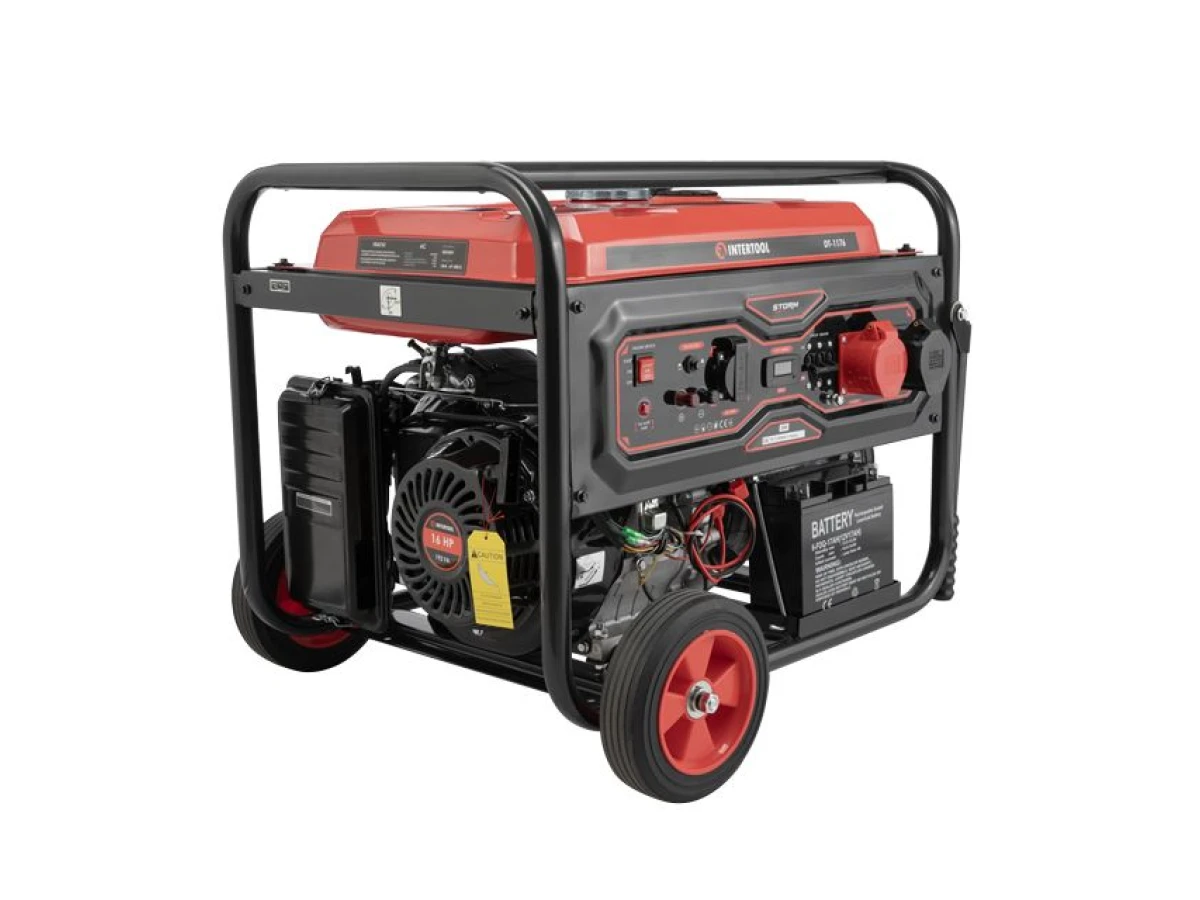 Генератор бензиновый 7/7.5 кВт, 220/380 В, 25 л, электро+ручной старт, медная обмотка, STORM INTERTOOL DT-1176 