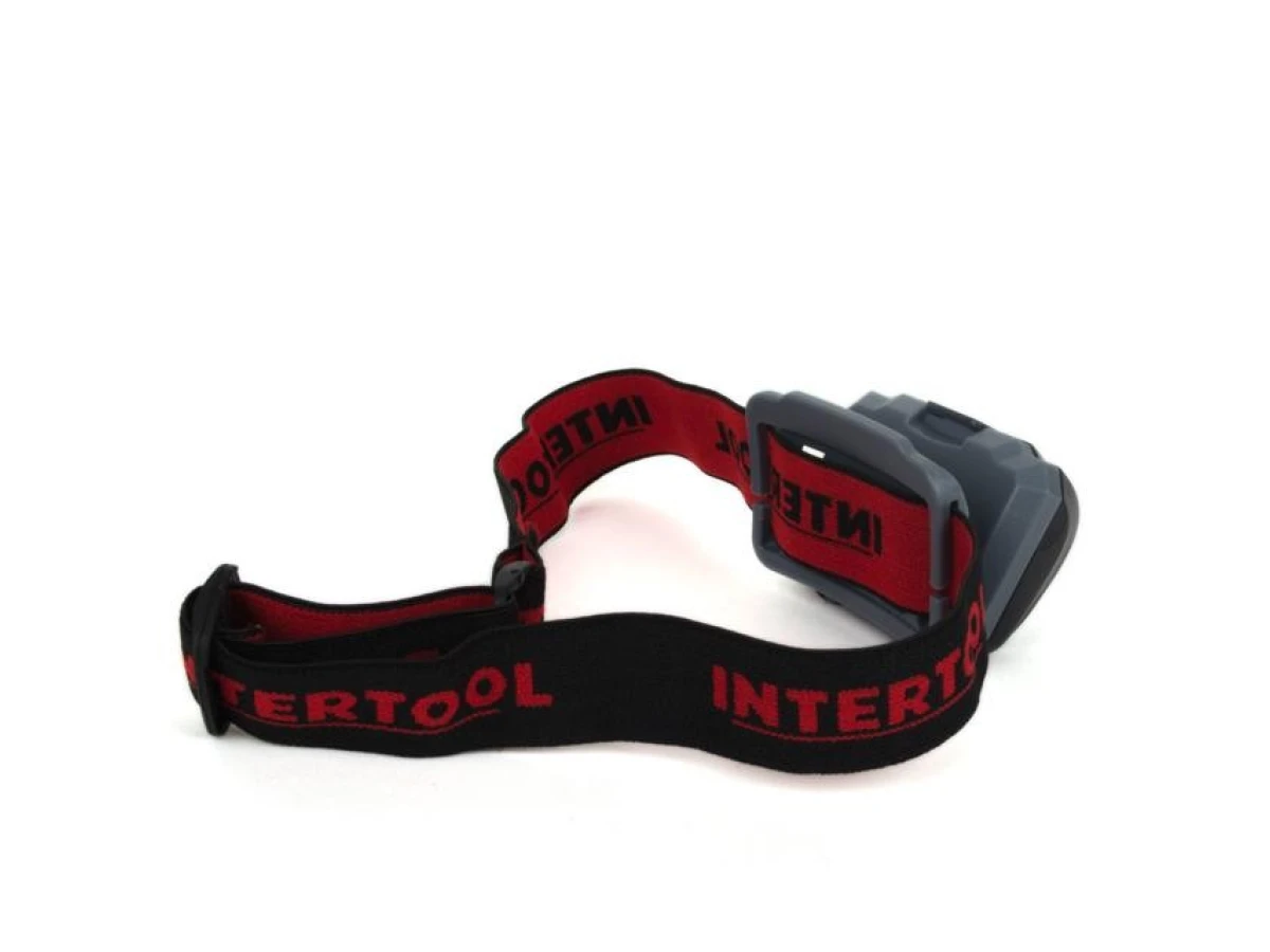 Ліхтар налобний світлодіодний, пиловологозахищений корпус, чотири режими роботи, 1 Вт + 2 LED, батарейки 3 ААА INTERTOOL LB-0302 