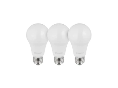 Лампы светодиодные, набор из 3 шт. LL-0017, LED A60, E27, 15 Вт, 150-300 В, 4000 K, 30000 ч, гарантия 3 года INTERTOOL LL-3017