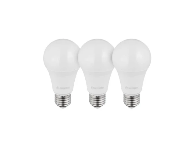Лампы светодиодные, набор из 3 шт. LL-0017, LED A60, E27, 15 Вт, 150-300 В, 4000 K, 30000 ч, гарантия 3 года INTERTOOL LL-3017 