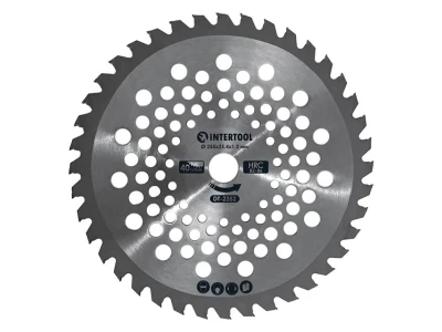 Ніж для мотокоси/тримера з твердосплавними напайками ø255x25.4x1.2 мм 40T, HRC 82-86, хвилеподібний INTERTOOL DT-2352