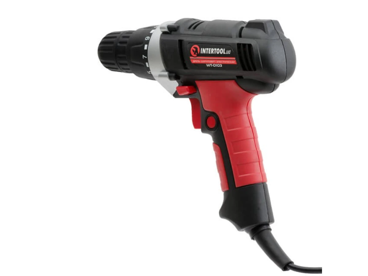 Дриль-шурупокрут електричний 400 Вт, 0-800 об/хв, 0.8-10 мм, maкс. 20 Nm INTERTOOL WT-0103 