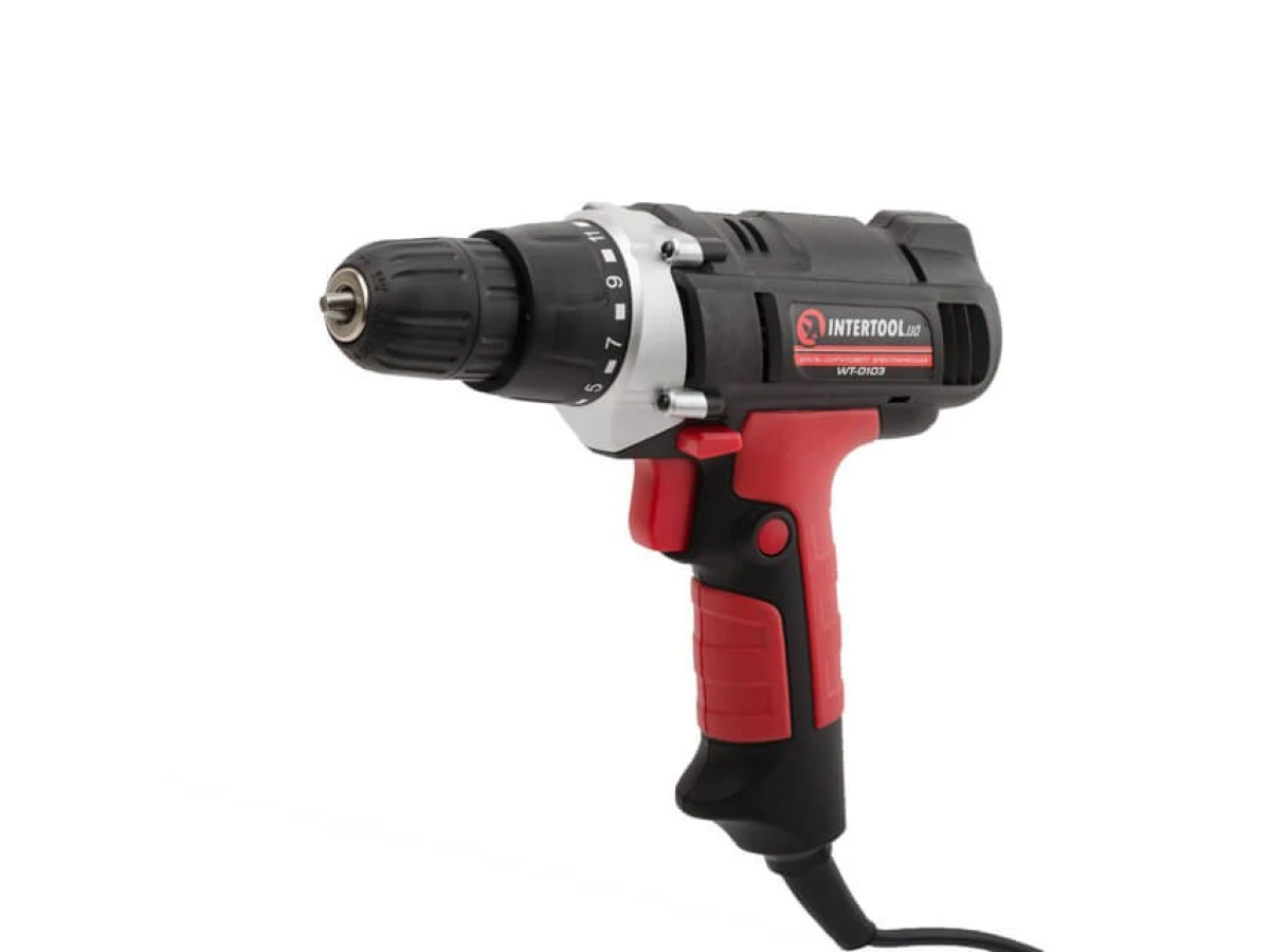 Дриль-шурупокрут електричний 400 Вт, 0-800 об/хв, 0.8-10 мм, maкс. 20 Nm INTERTOOL WT-0103 