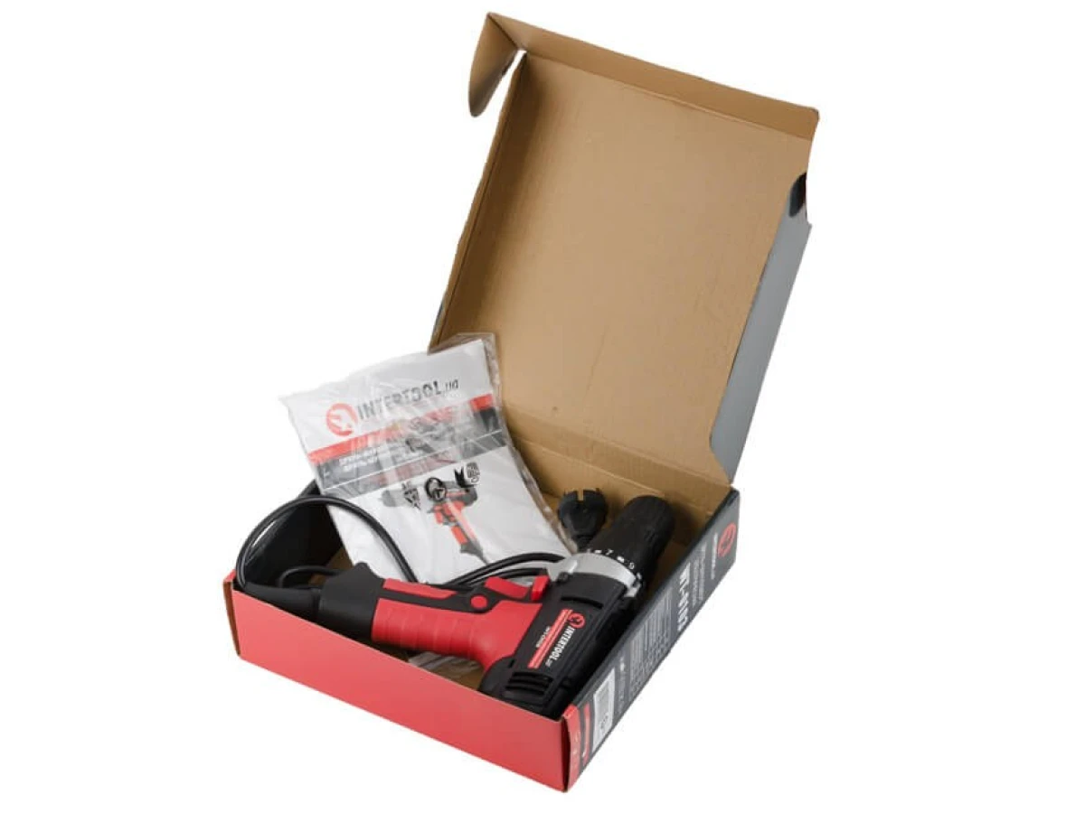 Дриль-шурупокрут електричний 400 Вт, 0-800 об/хв, 0.8-10 мм, maкс. 20 Nm INTERTOOL WT-0103 