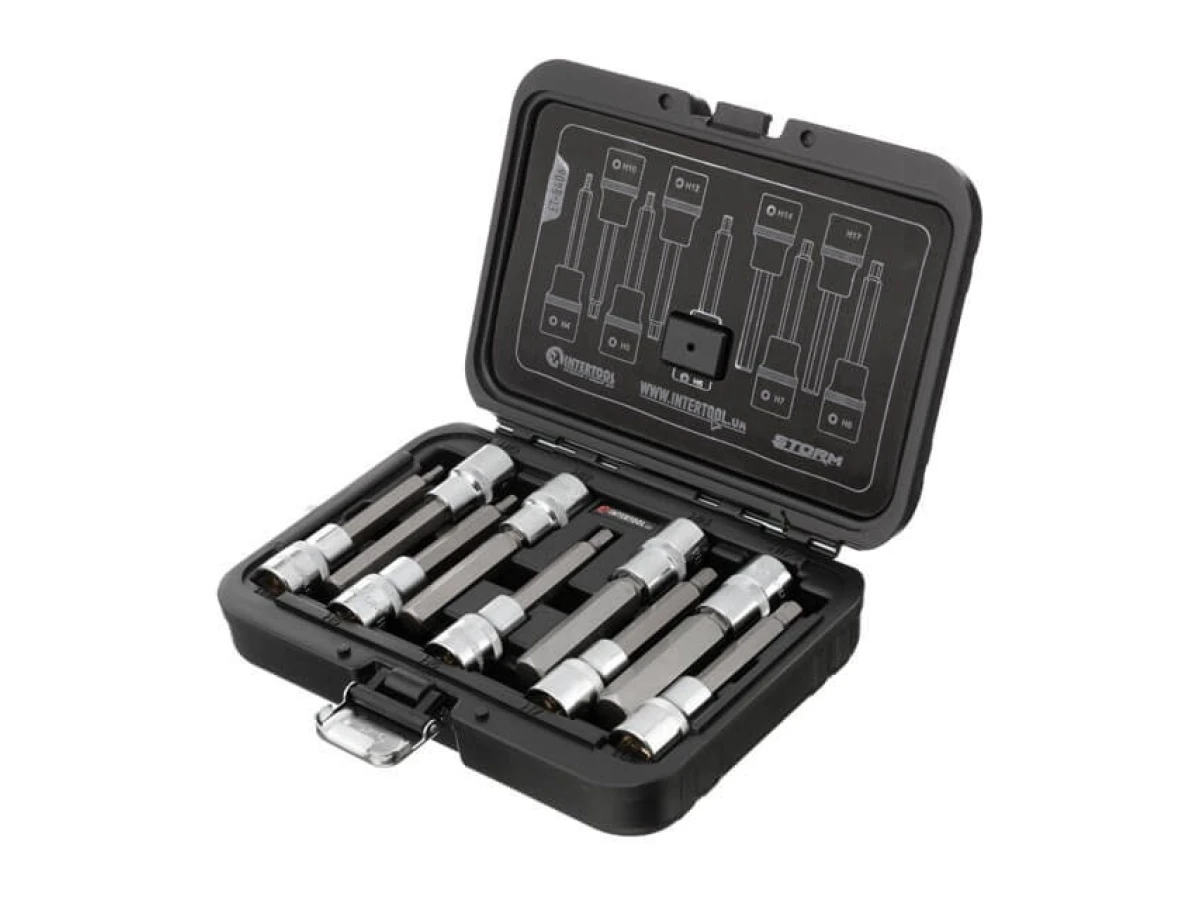 Набір біт HEX 1/2" 4-17, 100 мм, S2, STORM INTERTOOL ET-8406 