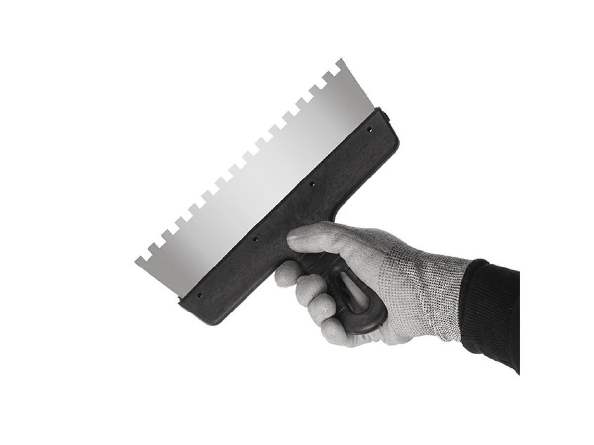 Шпатель из нержавеющей стали 250мм с зубом 8x8мм INTERTOOL KT-2258 