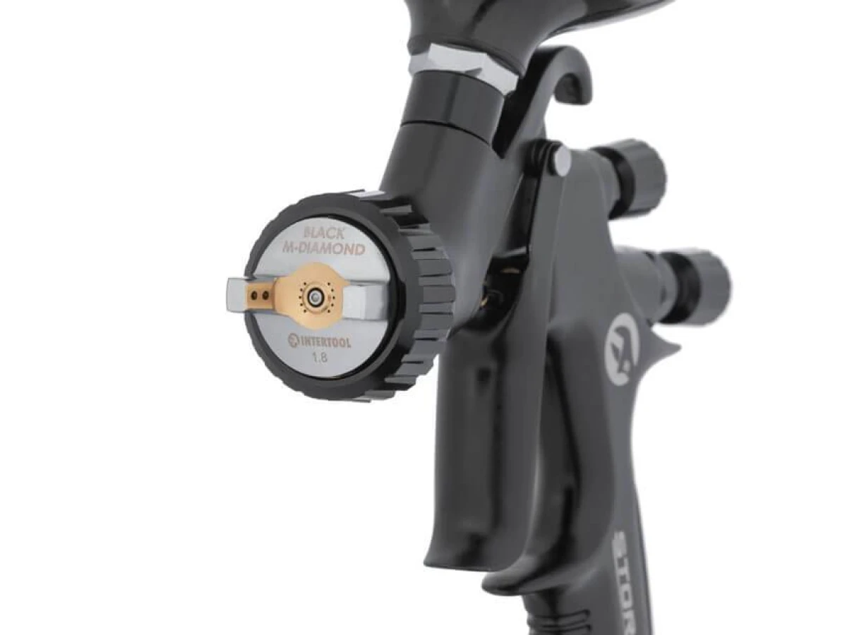 Фарбопульт пневматичний HVLP BLACK M-DIAMOND професійний, форсунка 1.8 мм, верхній пластиковий бачок 600 мл STORM INTERTOOL PT-0168 