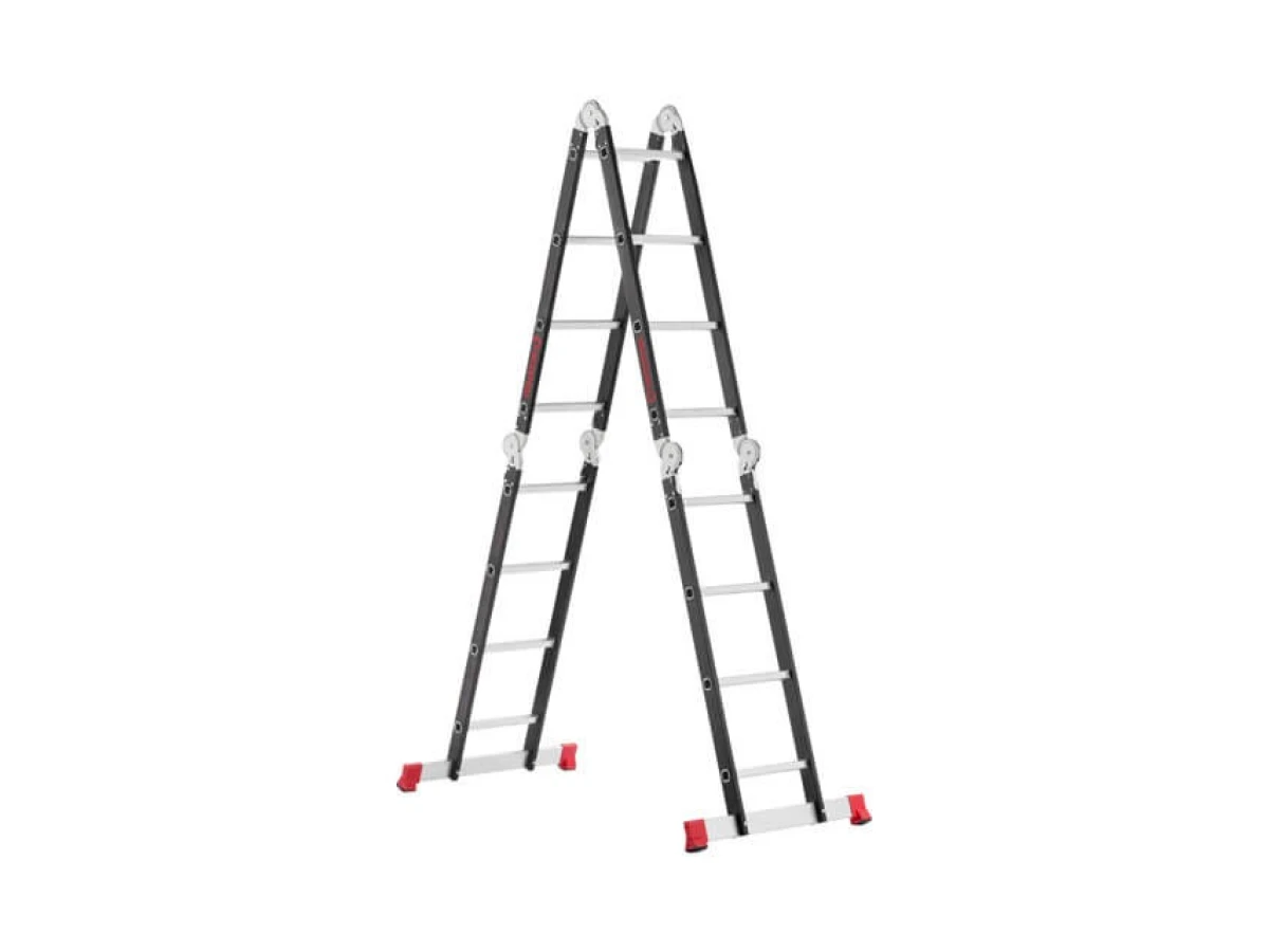 Драбина багатофункціональна трансформер 4х4 сходинки, сталевий профіль, 4450 мм, 150 кг INTERTOOL LT-0024 