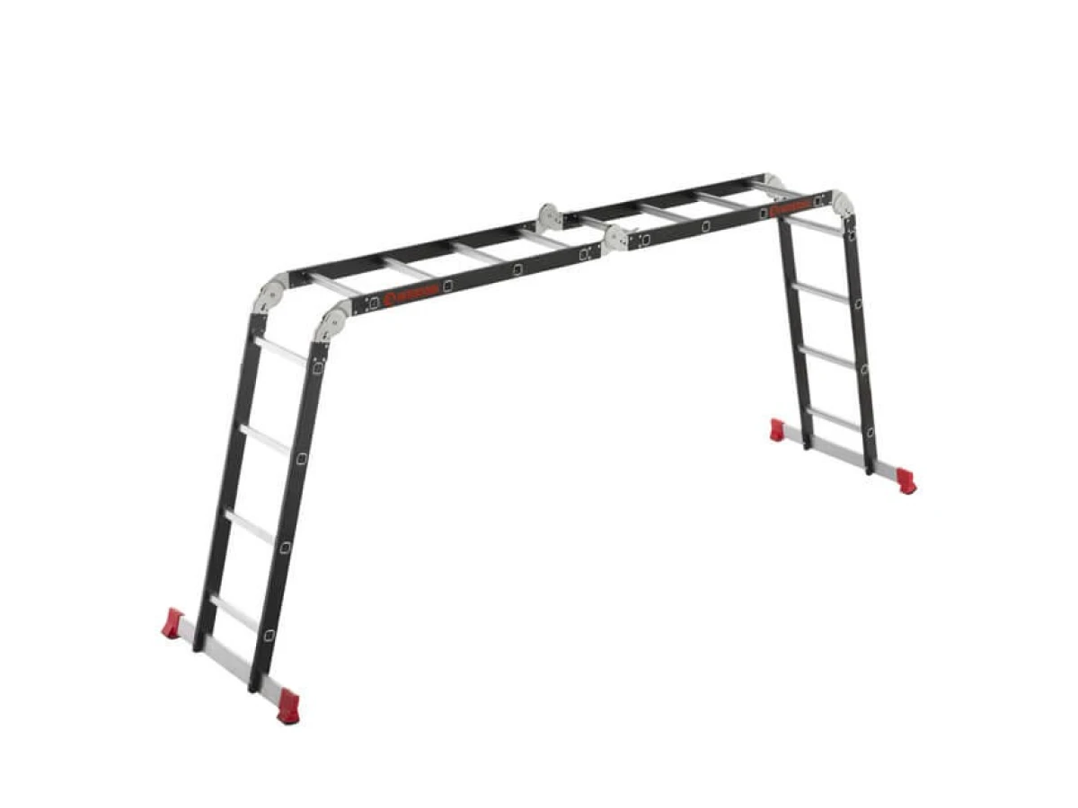 Драбина багатофункціональна трансформер 4х4 сходинки, сталевий профіль, 4450 мм, 150 кг INTERTOOL LT-0024 