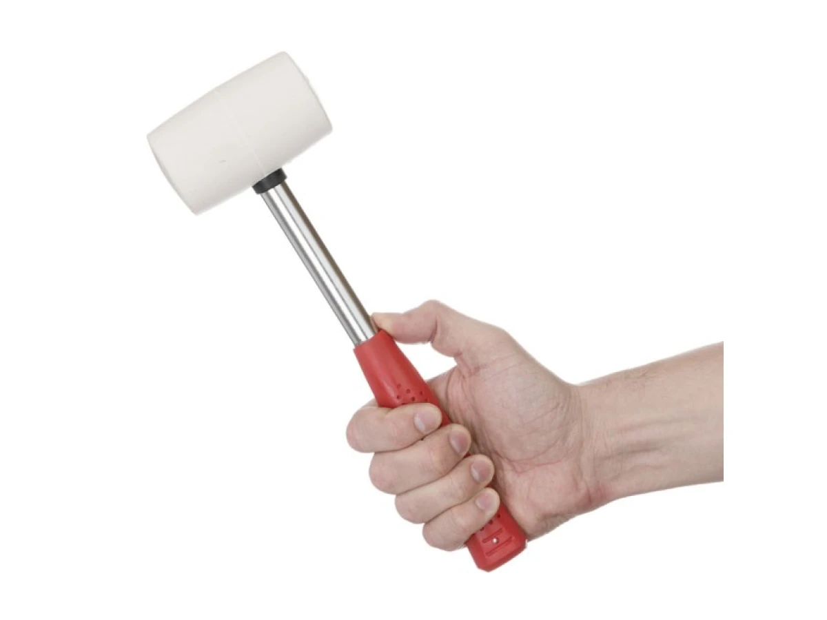 Киянка гумова 450 г, 65 мм, бiла гума, металева ручка INTERTOOL HT-0227 