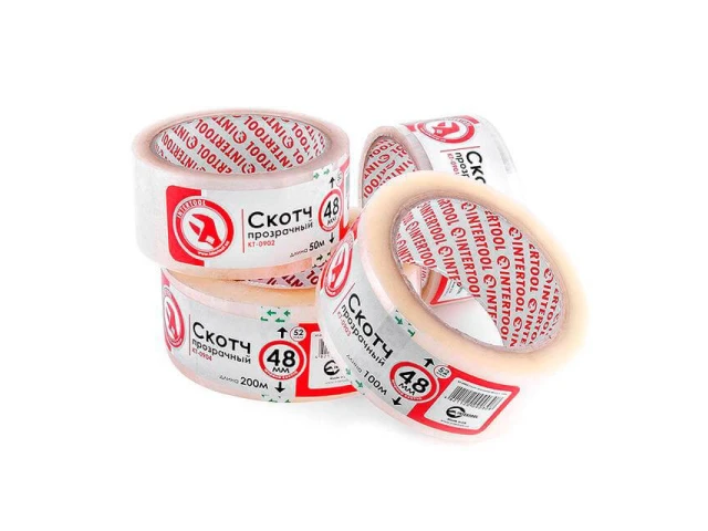 Скотч прозорий 45 мм * 200 м * 52 мкм INTERTOOL KT-0904 