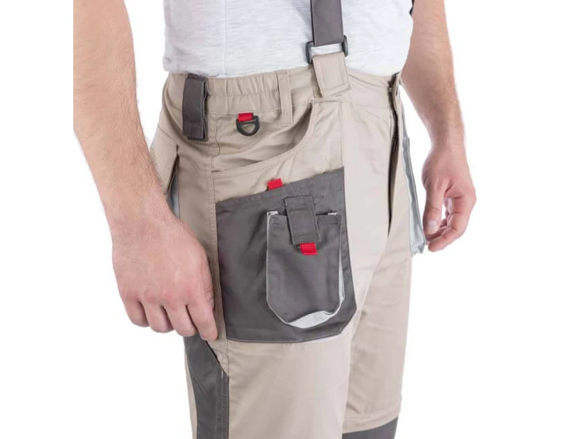 Брюки трансформер робочі з лямками 6 в 1, 100% бавовна, щільність 180 г / м2, XXL INTERTOOL SP-3045 