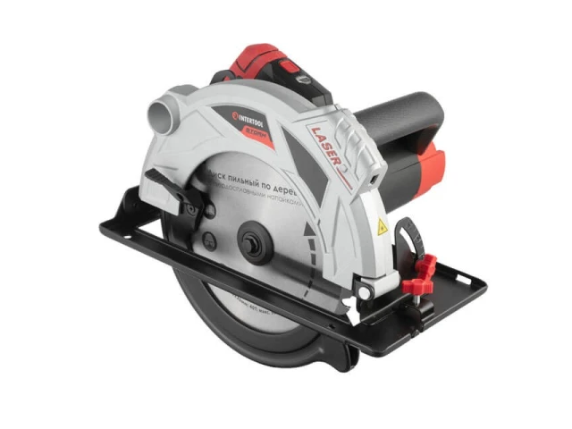 Пила дискова 2000 Вт, 5000 об/хв., кут 90-45°, глибина розпилу 85-56 мм, диск 235*30 мм, 40 зубів, лазер INTERTOOL WT-0623 