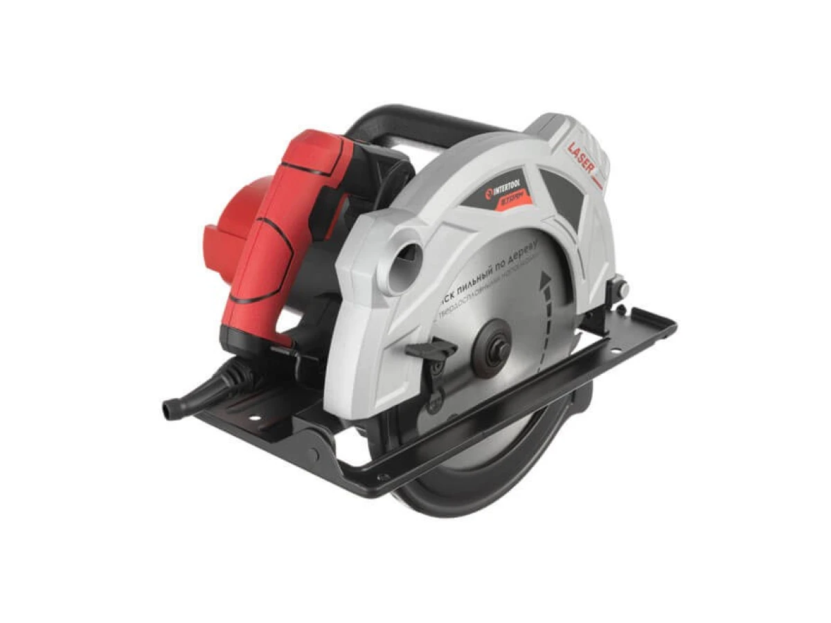 Пила дискова 2000 Вт, 5000 об/хв., кут 90-45°, глибина розпилу 85-56 мм, диск 235*30 мм, 40 зубів, лазер INTERTOOL WT-0623 