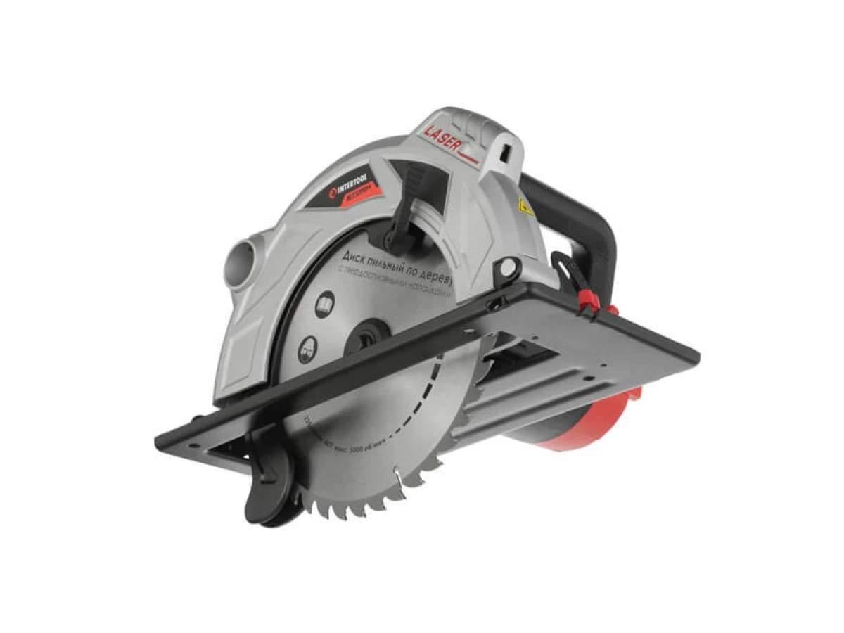 Пила дискова 2000 Вт, 5000 об/хв., кут 90-45°, глибина розпилу 85-56 мм, диск 235*30 мм, 40 зубів, лазер INTERTOOL WT-0623 