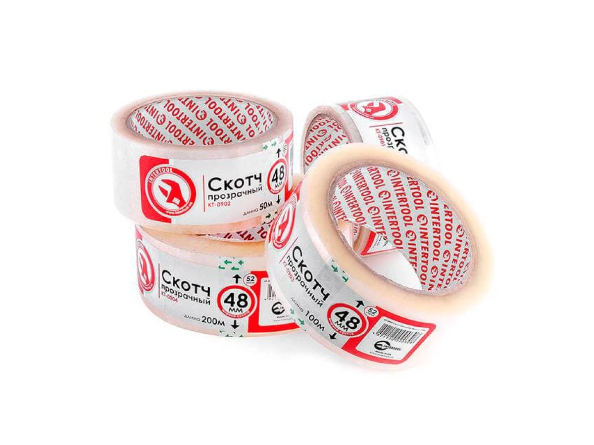 Скотч прозорий 45 мм * 50 м * 44 мкм INTERTOOL KT-0902 