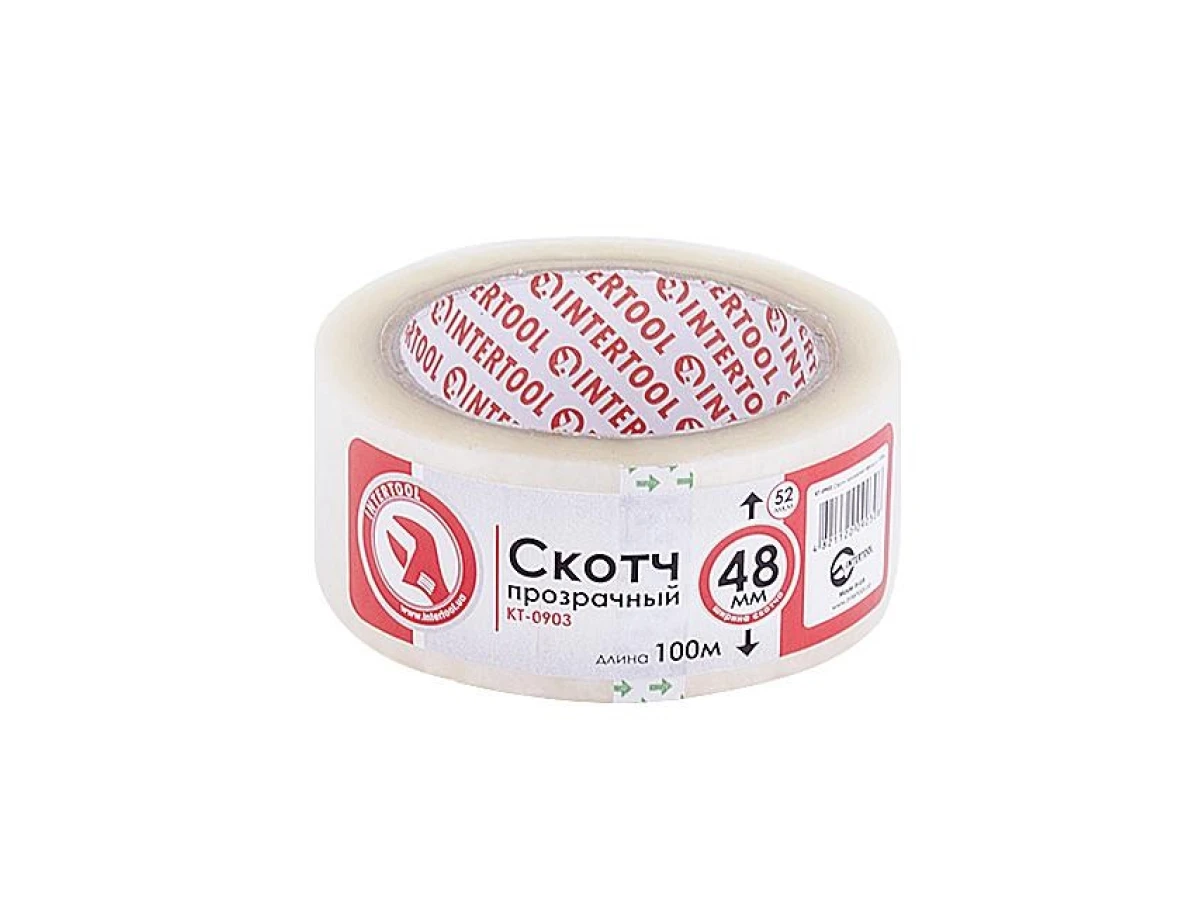 Скотч прозорий 45 мм * 100 м * 44 мкм INTERTOOL KT-0903 