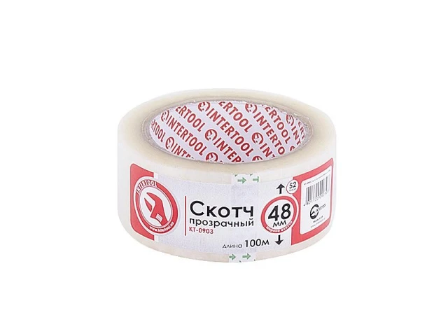 Скотч прозорий 45 мм * 100 м * 44 мкм INTERTOOL KT-0903 