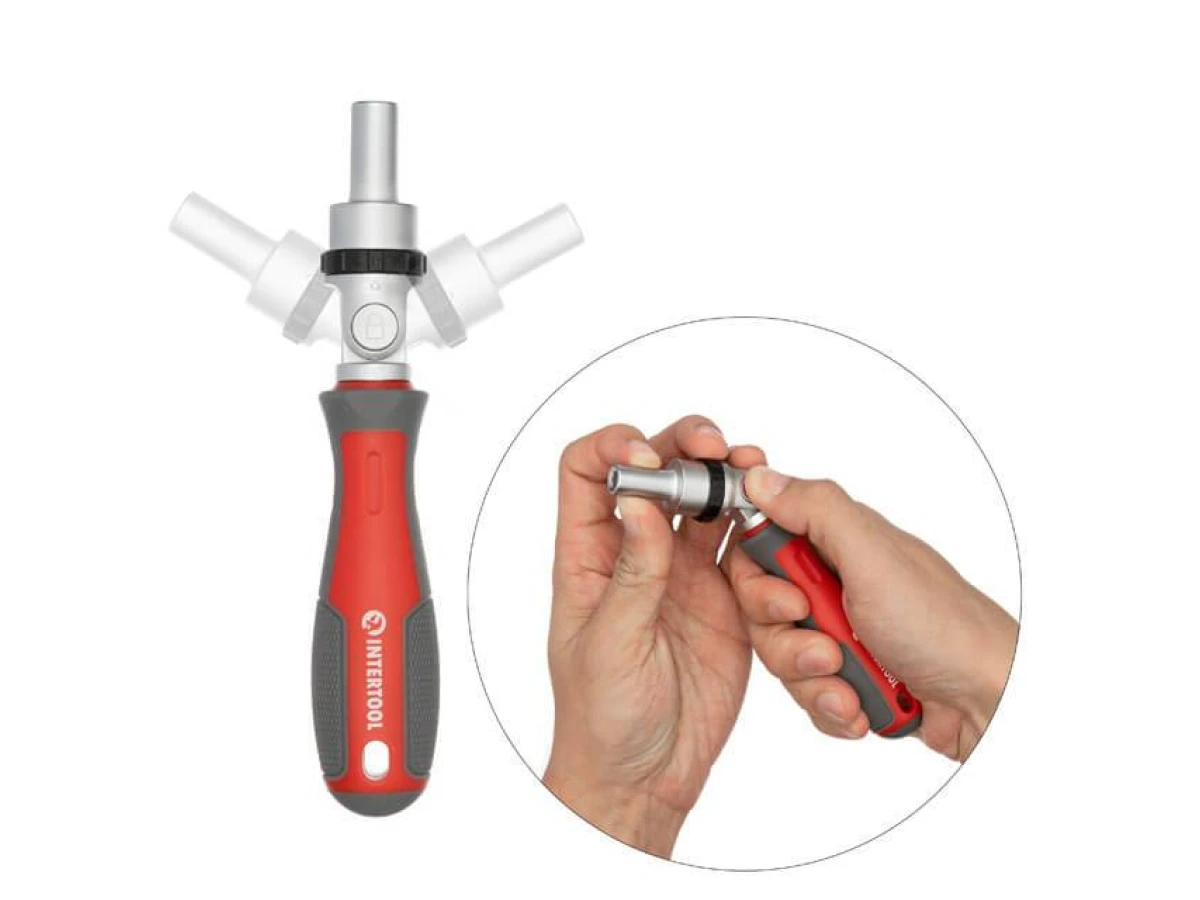 Викрутка реверсивна з карданом і комплектом насадок 21 од INTERTOOL VT-3360 