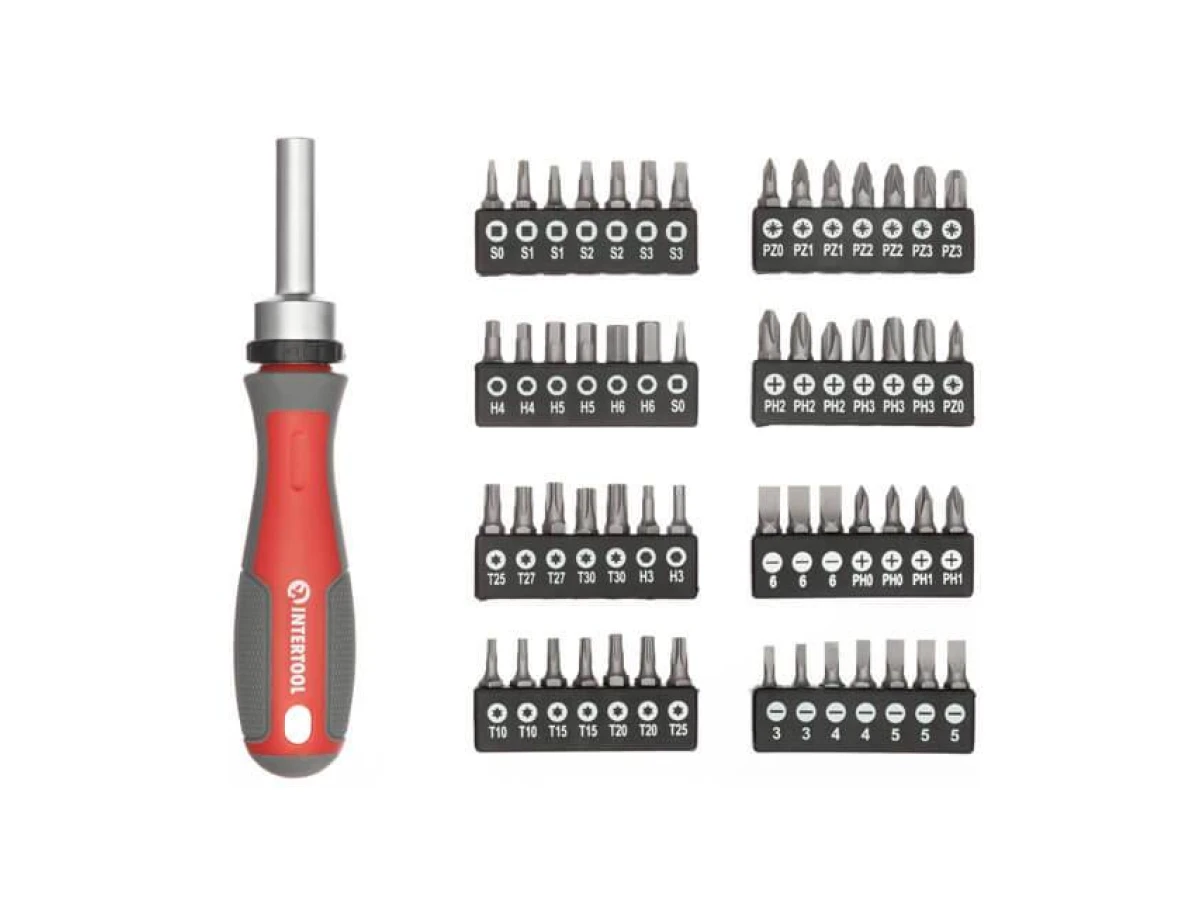 Викрутка реверсивна з комплектом насадок 57 од INTERTOOL VT-3361 