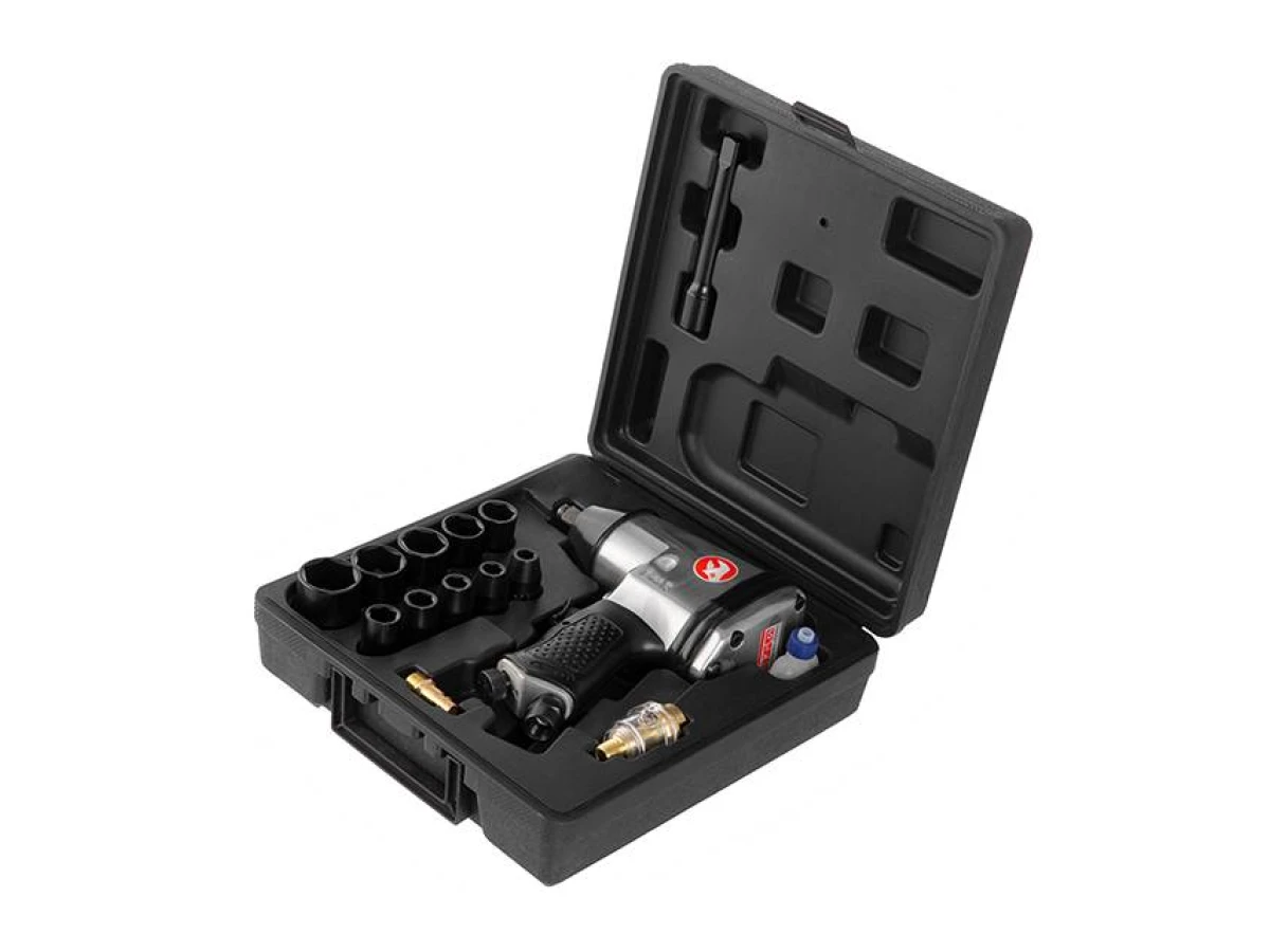 Гайковерт пневматичний у кейсі + набір головок 17 од. 1/2" INTERTOOL PT-1101 