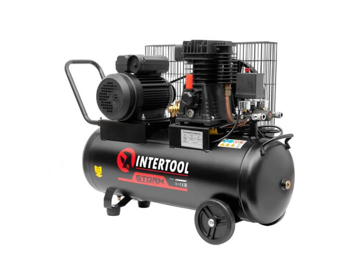 Компресор 50 л, 1.8 кВт, 220 В, 10 aтм, 250 л/хв. INTERTOOL PT-0011 