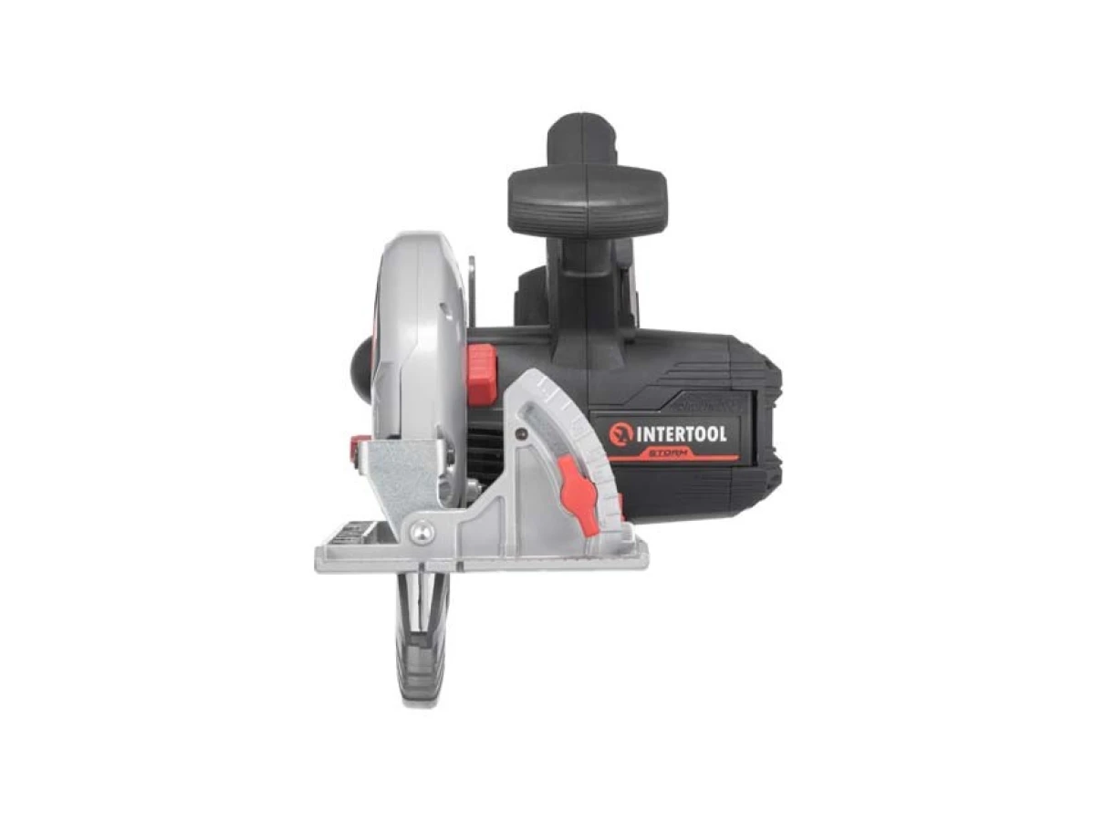 Пила дискова акумуляторна з безщітковим двигуном 20 В, 4500 об/хв., кут 90°/45°, глибина розпилу 62/45 мм, диск 190*20 мм, без ЗП та АКБ INTERTOOL WT-0371 