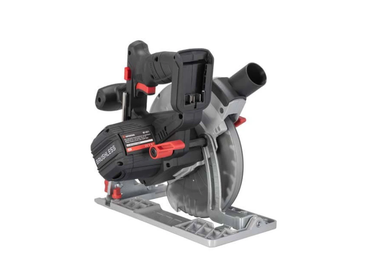 Пила дискова акумуляторна з безщітковим двигуном 20 В, 4500 об/хв., кут 90°/45°, глибина розпилу 62/45 мм, диск 190*20 мм, без ЗП та АКБ INTERTOOL WT-0371 