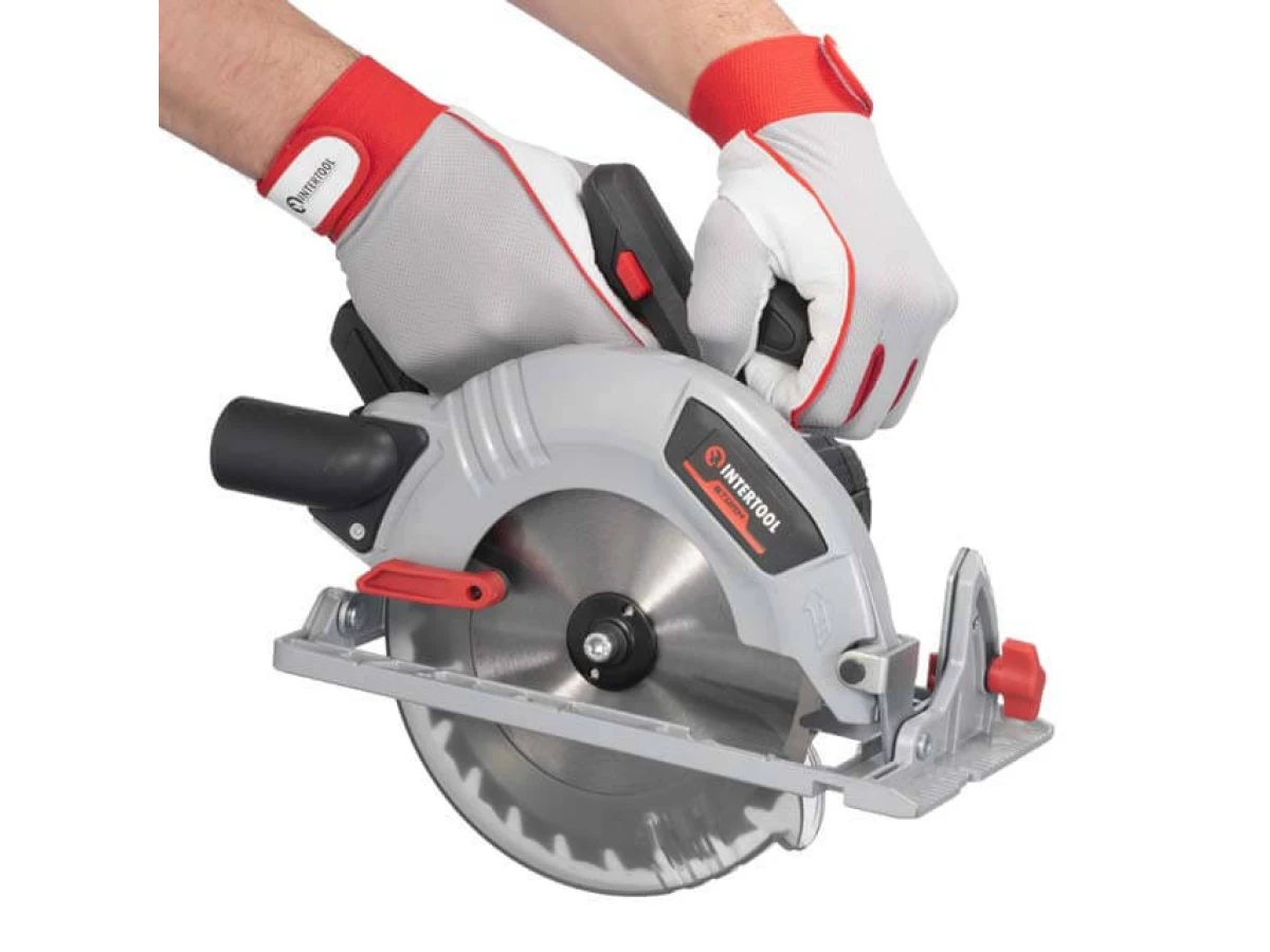 Пила дискова акумуляторна з безщітковим двигуном 20 В, 4500 об/хв., кут 90°/45°, глибина розпилу 62/45 мм, диск 190*20 мм, без ЗП та АКБ INTERTOOL WT-0371 
