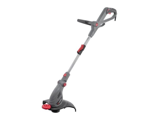 Триммер электрический, 450 Вт, 230 В~50 Гц, 10000 об/мин, диаметр вращения лески 300 мм, регулировка длины штанги/положения косильной головки INTERTOOL DT-2255 