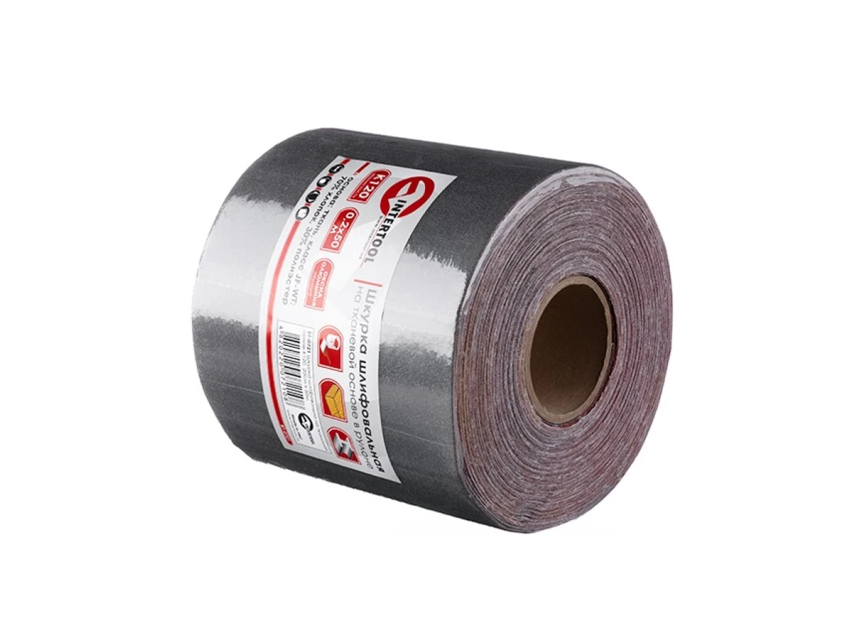 Шлифовальная шкурка на тканевой основе К120, 20 cм x 50 м INTERTOOL BT-0721 