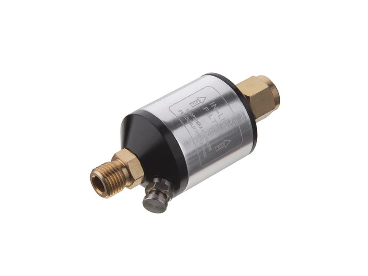 Міні-фільтр для фарбувального пістолета 1/4" в металевому корпусі, картридж - пінометал INTERTOOL PT-1403 