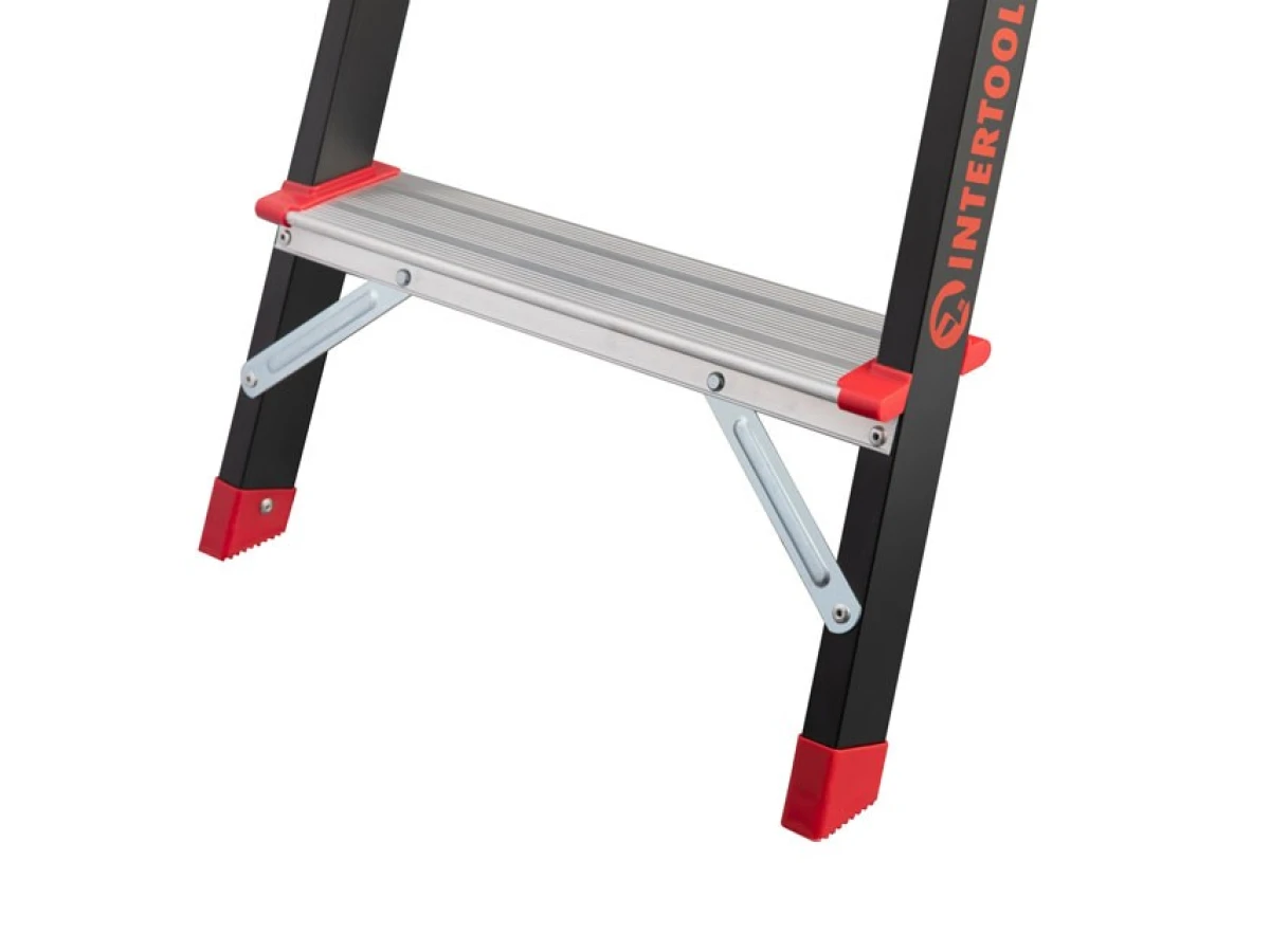 Стремянка 5 ступеней, лоток для инвентаря, стальной профиль, высота верхней ступени 1064мм, 457х893х1568мм, 150кг INTERTOOL LT-0055 