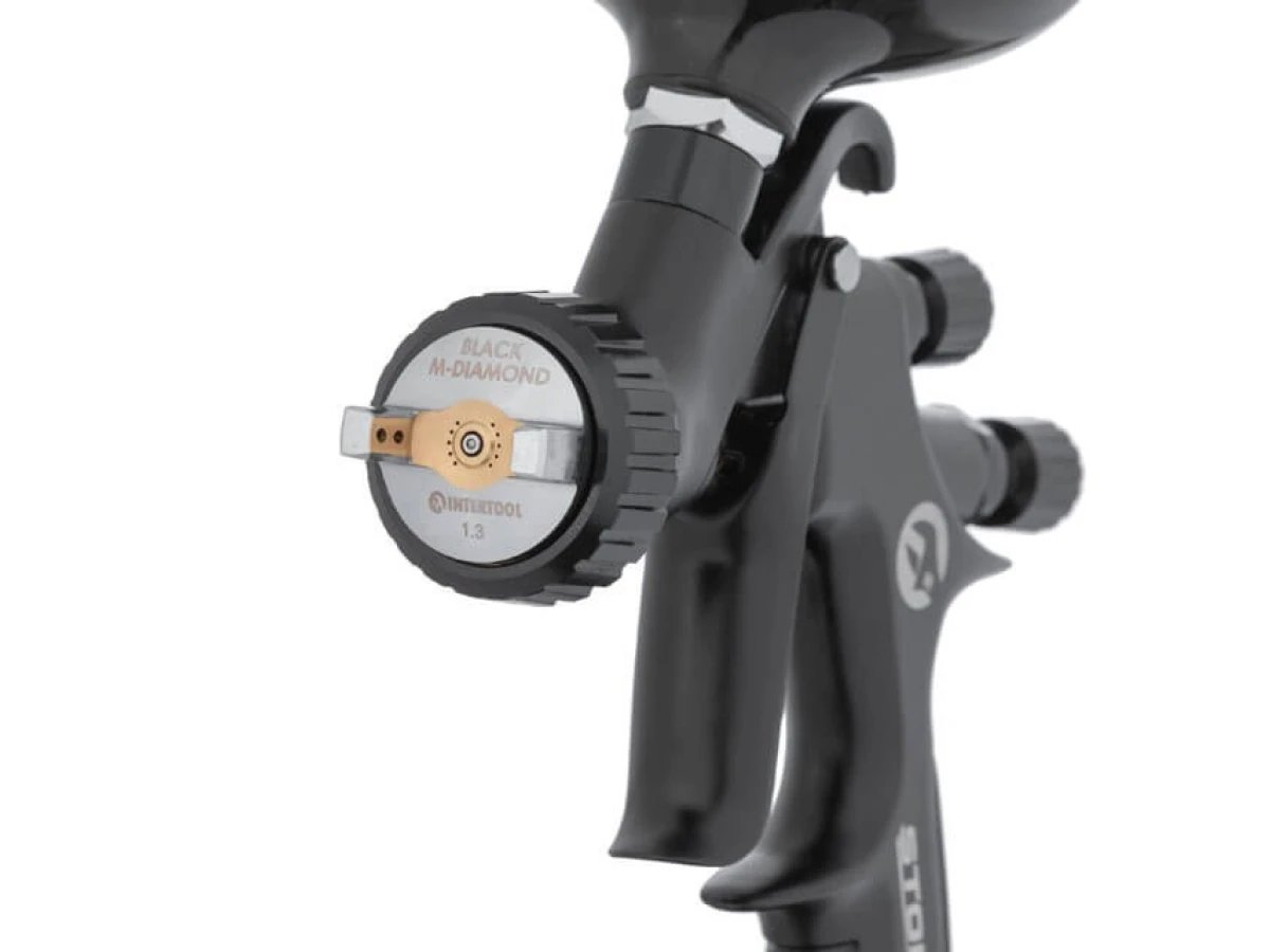 Фарбопульт пневматичний HVLP BLACK M-DIAMOND професійний, форсунка 1.3 мм, верхній пластиковий бачок 600 мл STORM INTERTOOL PT-0163 