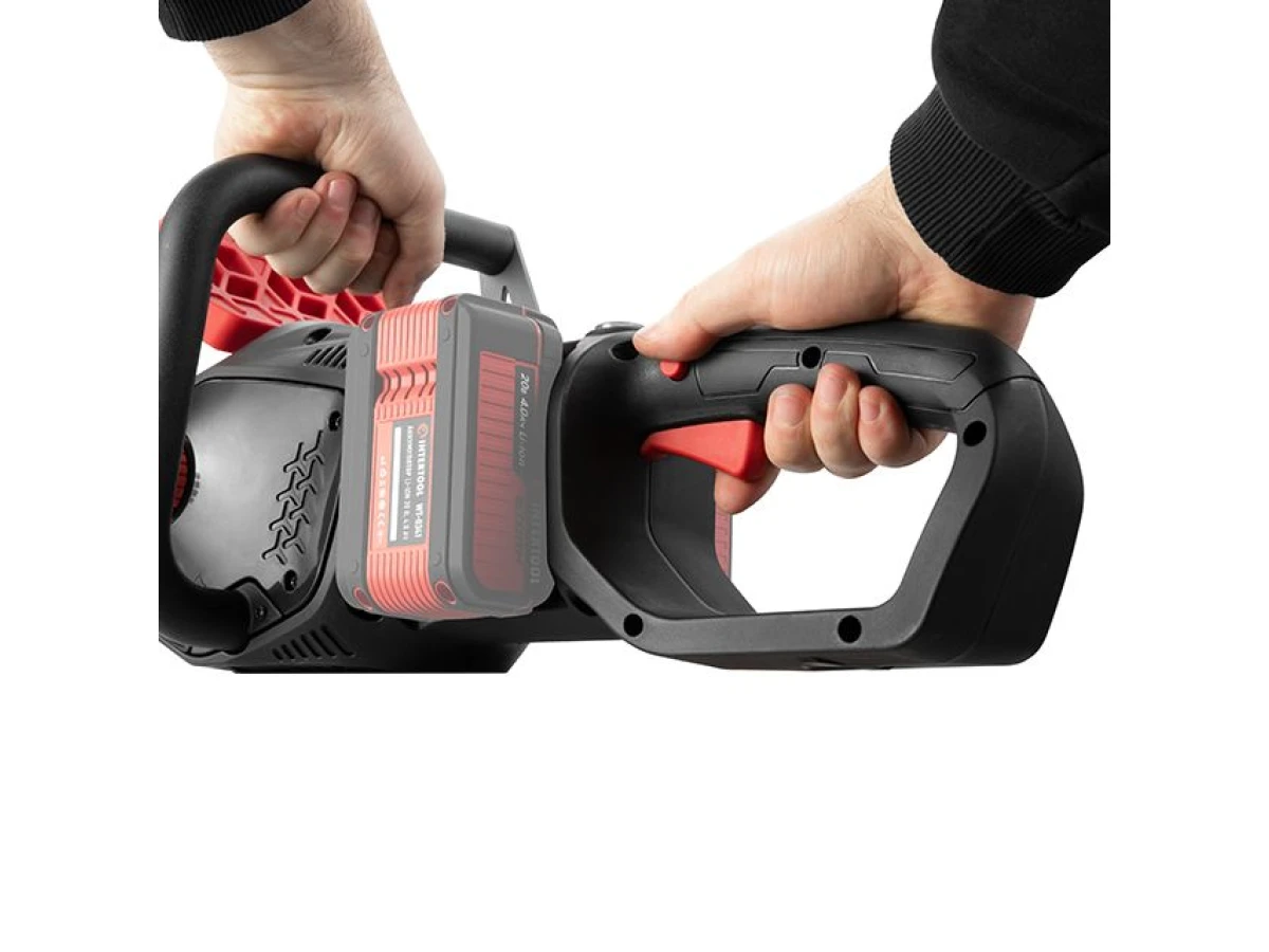 Пила цепная аккумуляторная с бесщеточным двигателем 40 В (2х20 В), шина 35 см, SDS-система натяжки цепи, без ЗУ и АКБ INTERTOOL WT-9211 