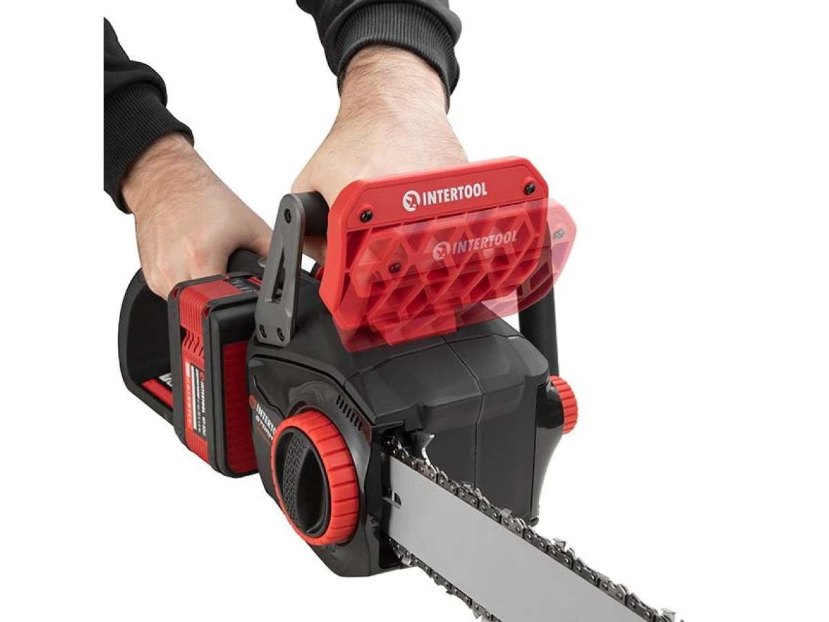 Пила цепная аккумуляторная с бесщеточным двигателем 40 В (2х20 В), шина 35 см, SDS-система натяжки цепи, без ЗУ и АКБ INTERTOOL WT-9211 