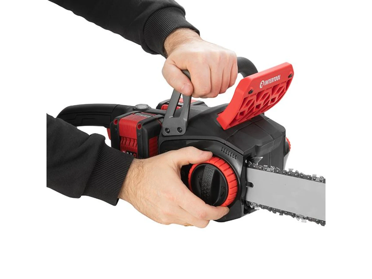 Пила цепная аккумуляторная с бесщеточным двигателем 40 В (2х20 В), шина 35 см, SDS-система натяжки цепи, без ЗУ и АКБ INTERTOOL WT-9211 