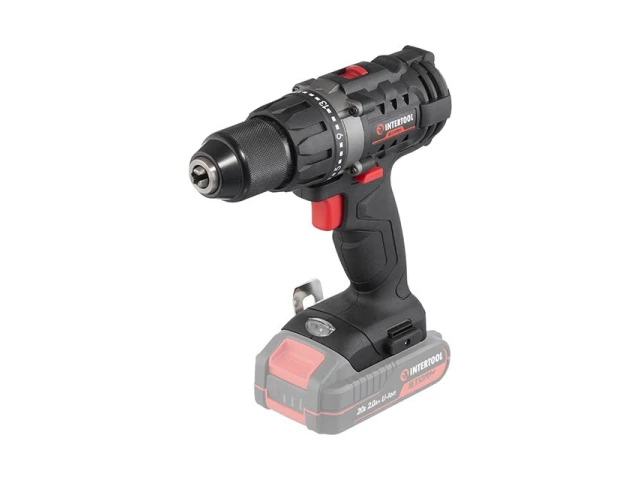 Дриль-шурупокрут акумуляторний 20 В, 50 Nm, 0-450/0-1700 об/хв., 2-13 мм, без ЗП та АКБ INTERTOOL WT-9351 