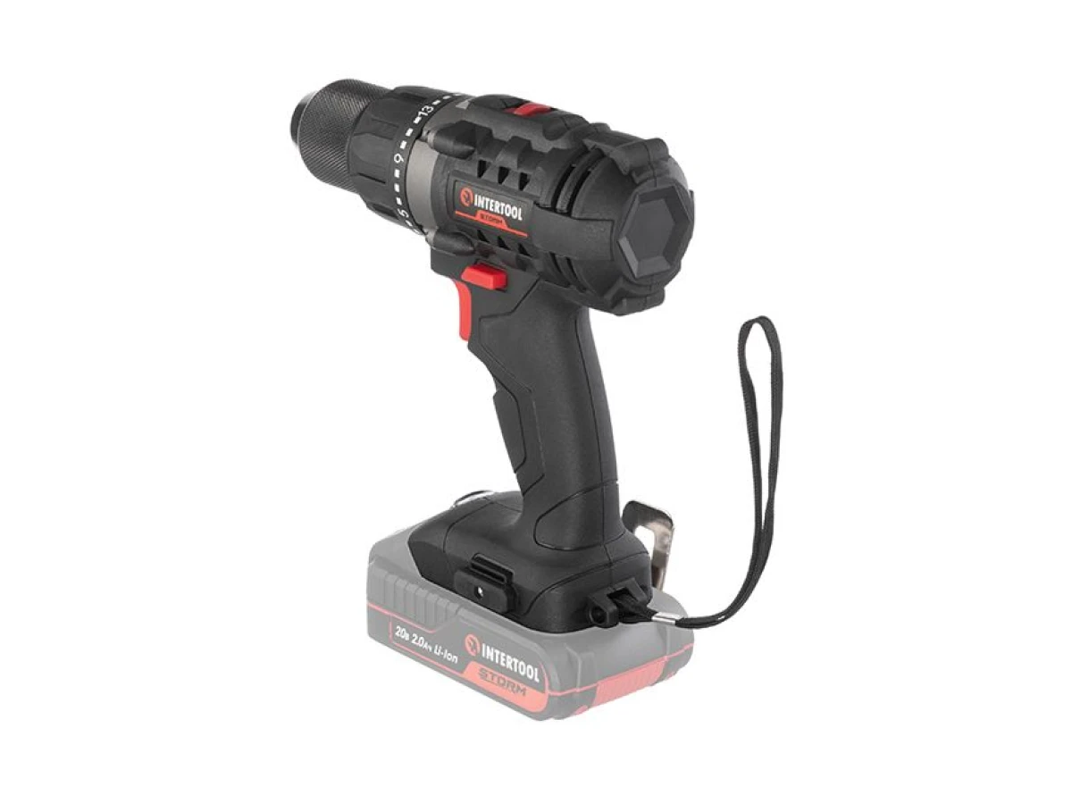 Дриль-шурупокрут акумуляторний 20 В, 50 Nm, 0-450/0-1700 об/хв., 2-13 мм, без ЗП та АКБ INTERTOOL WT-9351 