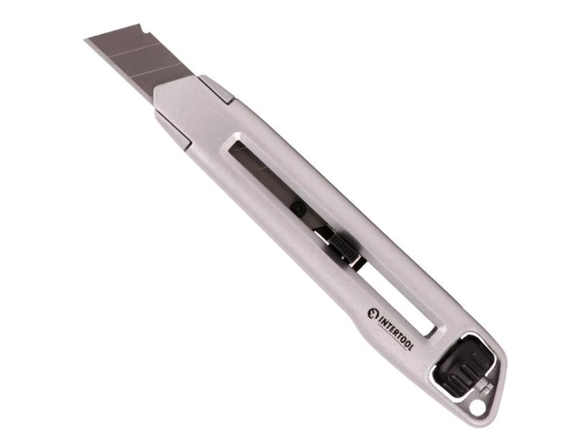 Ніж сегментний 18 мм, металевий, посилений, гвинтова фіксація INTERTOOL HT-0512 