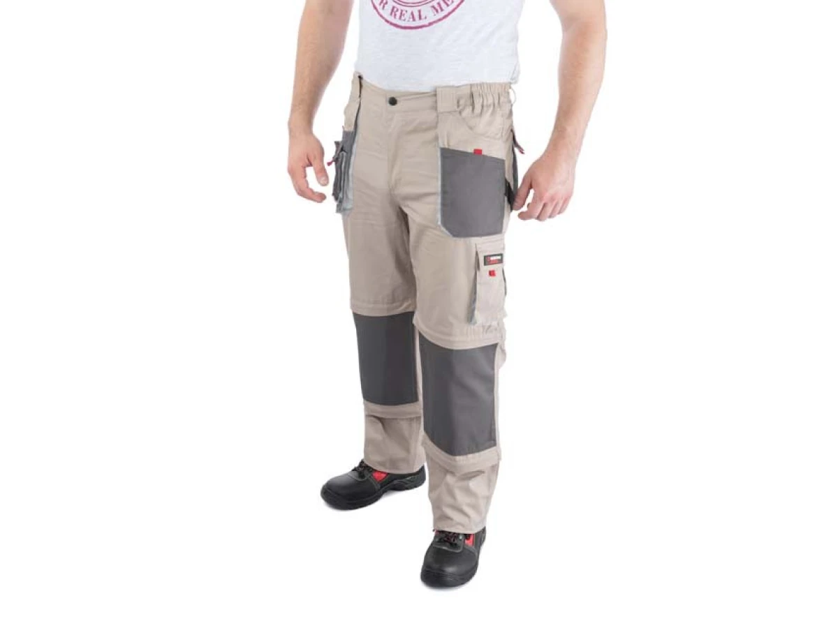 Брюки трансформер робочі з лямками 6 в 1, 100% бавовна, щільність 180 г / м2, XXXL INTERTOOL SP-3046 