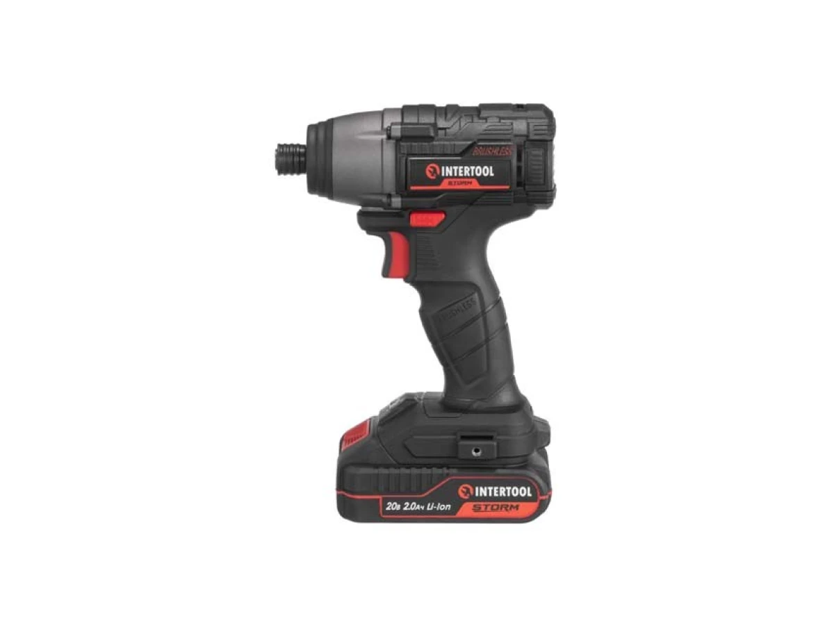 Шурупокрут ударний (гвинтокрут) акумуляторний з безщітковим двигуном 20 В,кейс INTERTOOL WT-0362 
