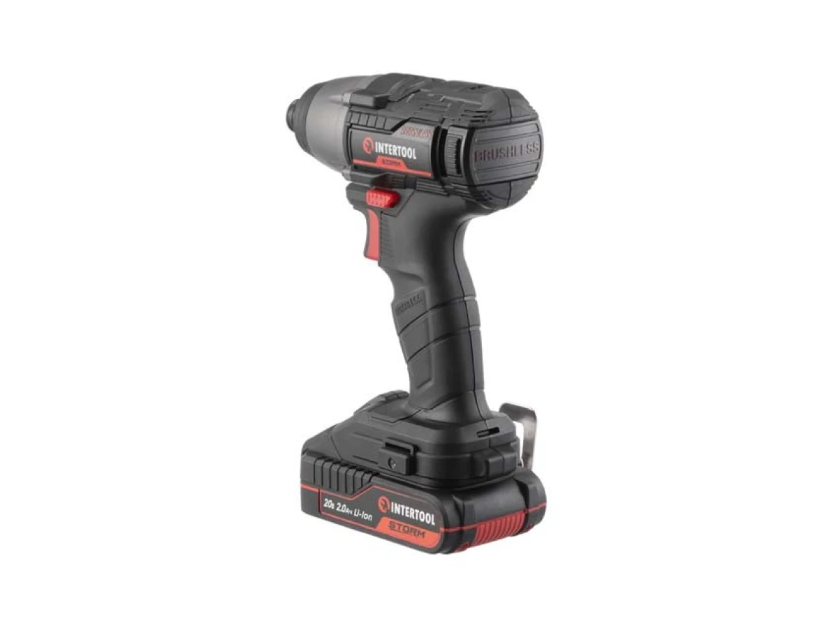 Шурупокрут ударний (гвинтокрут) акумуляторний з безщітковим двигуном 20 В,кейс INTERTOOL WT-0362 
