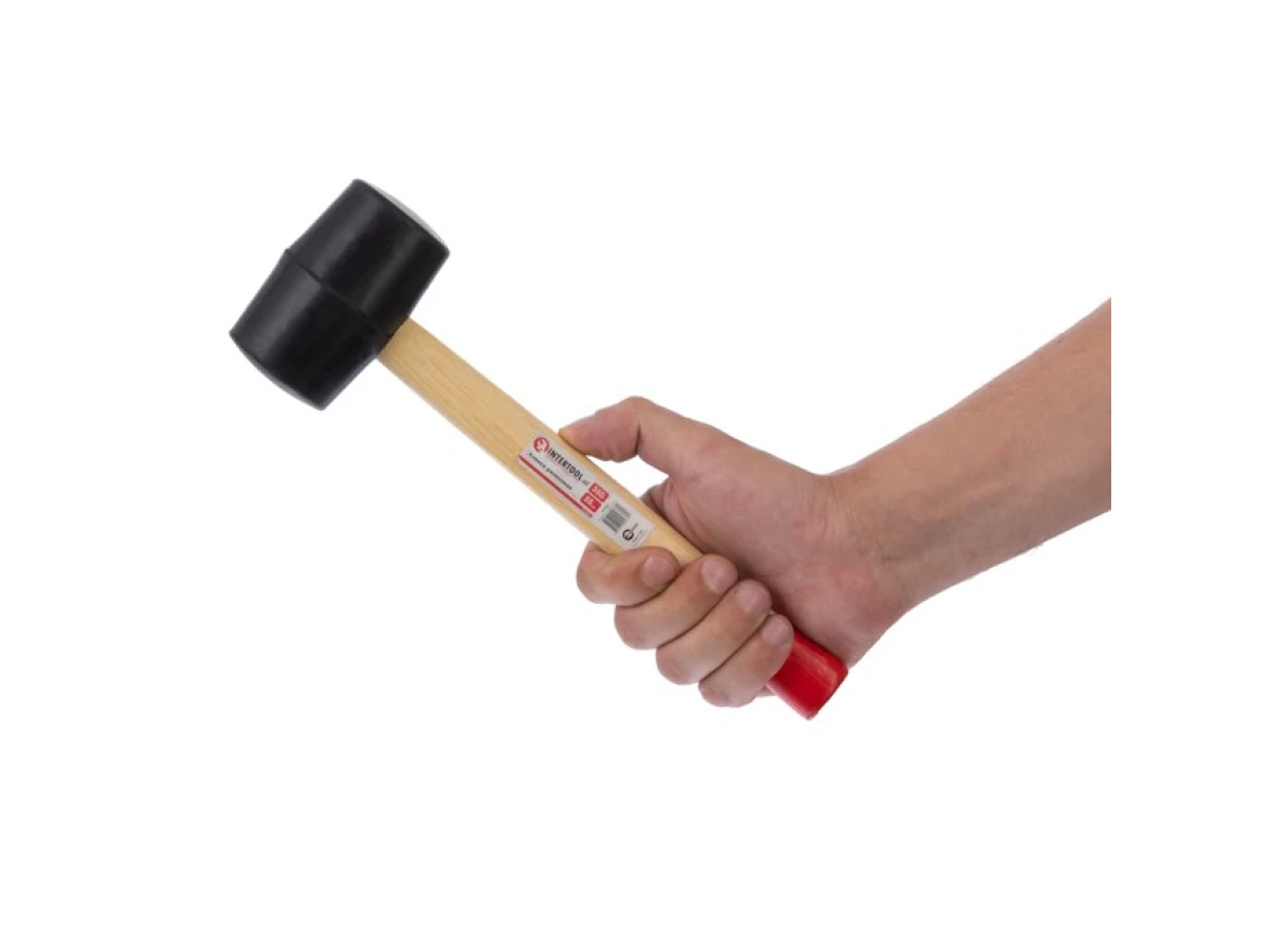 Киянка гумова 350 г, 50 мм, чорна гума, дерев'яна ручка HT-0236 
