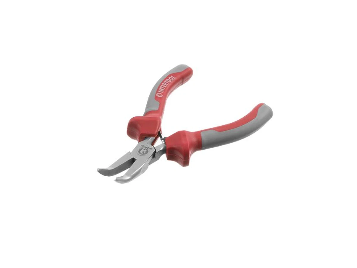 Плоскогубці подовжені вигнуті прецизійні з двокомпонентними накладками на рукоятки, 115 мм INTERTOOL NT-0103 