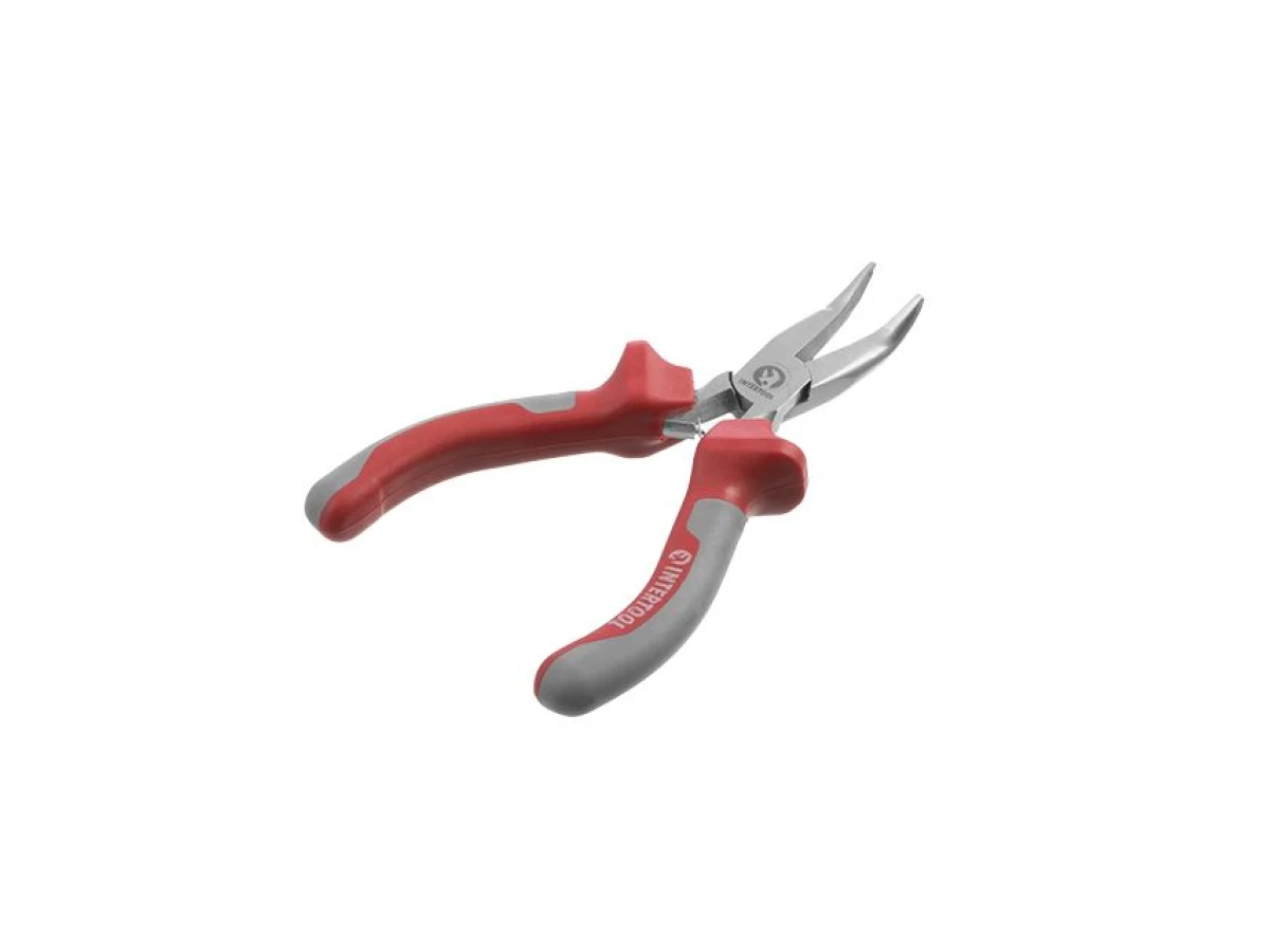 Плоскогубці подовжені вигнуті прецизійні з двокомпонентними накладками на рукоятки, 115 мм INTERTOOL NT-0103 