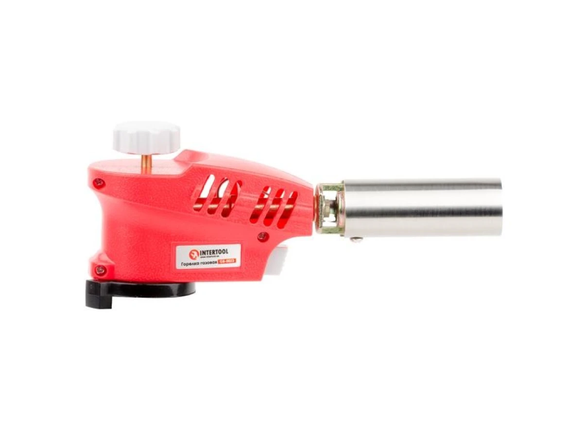 Горелка газовая, пьезозажигание на курке, регулятор, рассекатель пламени INTERTOOL GB-0023 