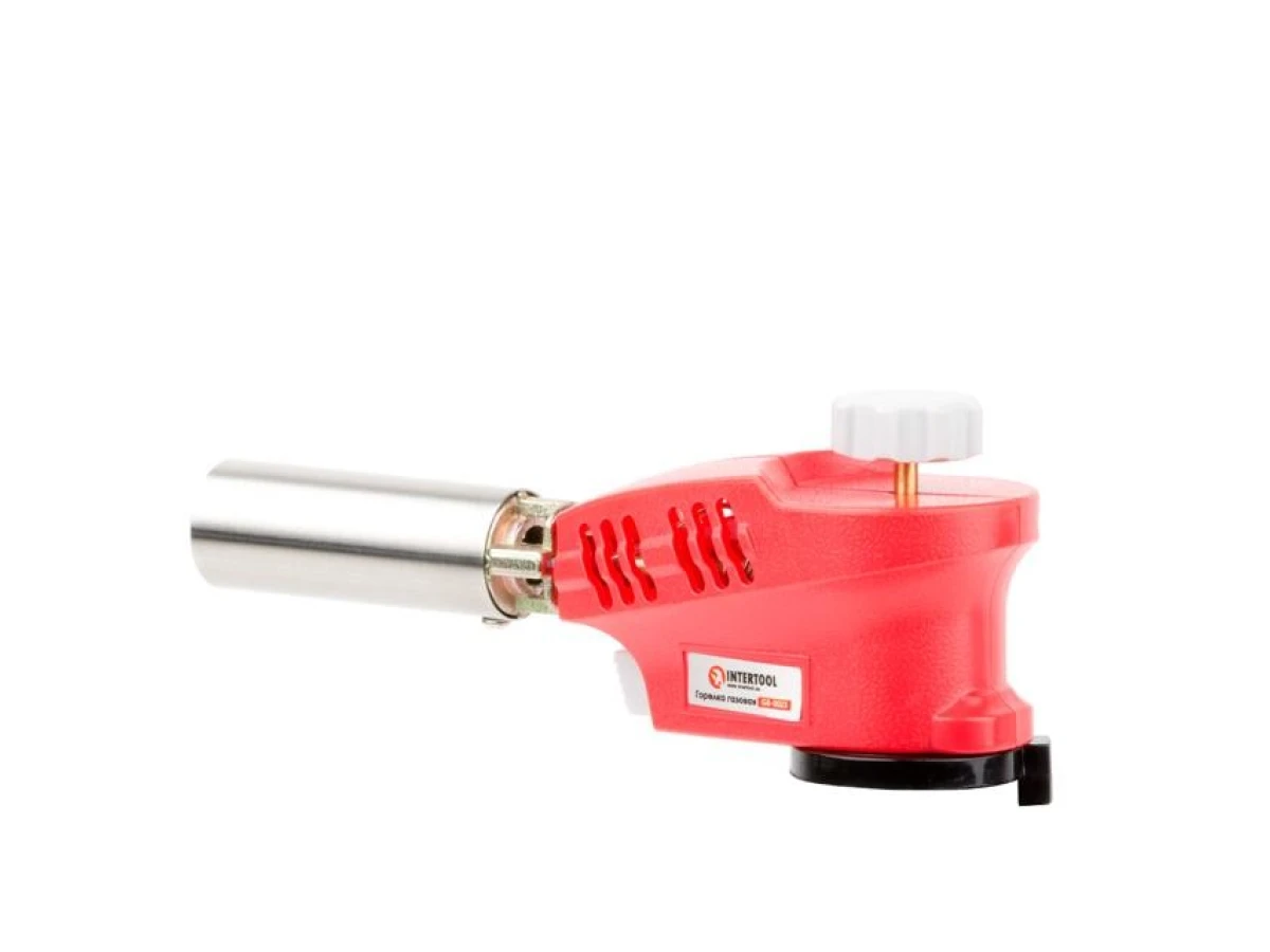 Горелка газовая, пьезозажигание на курке, регулятор, рассекатель пламени INTERTOOL GB-0023 