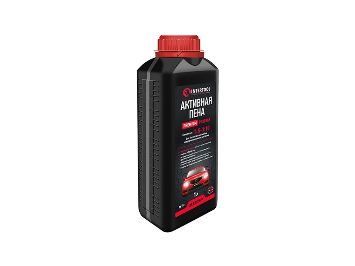 Пена активная PREMIUM 1 л, розовая, концентрат 1:5 - 1:10, для бесконтактной мойки аппаратом высокого давления, STORM INTERTOOL FS-9091 