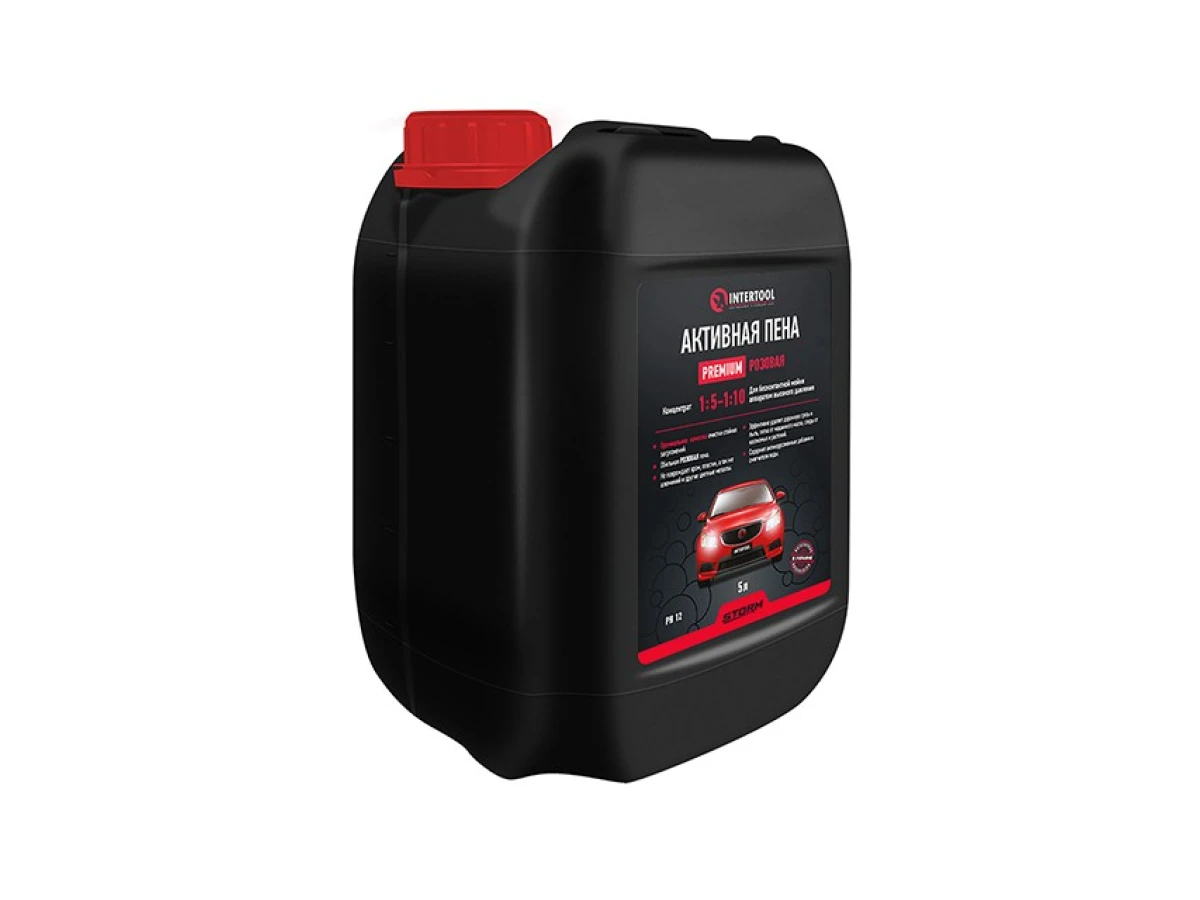 Пена активная PREMIUM 5 л, розовая, концентрат 1:5 - 1:10, для бесконтактной мойки аппаратом высокого давления, STORM INTERTOOL FS-9095 